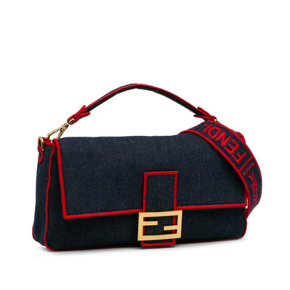 Fendi Large Denim Baguette Satchel (SHG-0IShmW) Rovelle Bags
