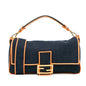 Fendi Large Denim Baguette Satchel (SHG-Oaub87) Rovelle Bags