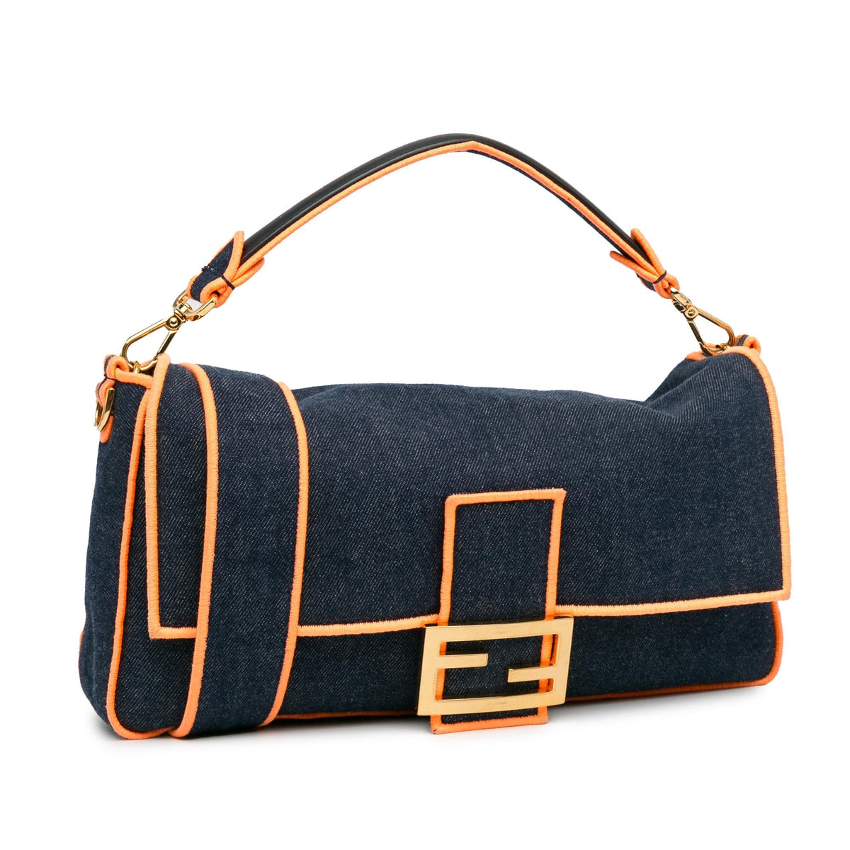 Fendi Large Denim Baguette Satchel (SHG-Oaub87) Rovelle Bags