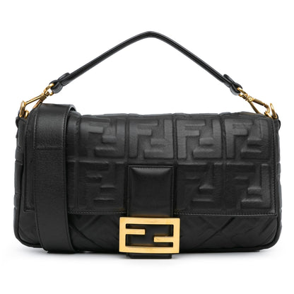Fendi Large Zucca Embossed Leather Baguette Satchel Shg-Jlanxb Rovelle Bags