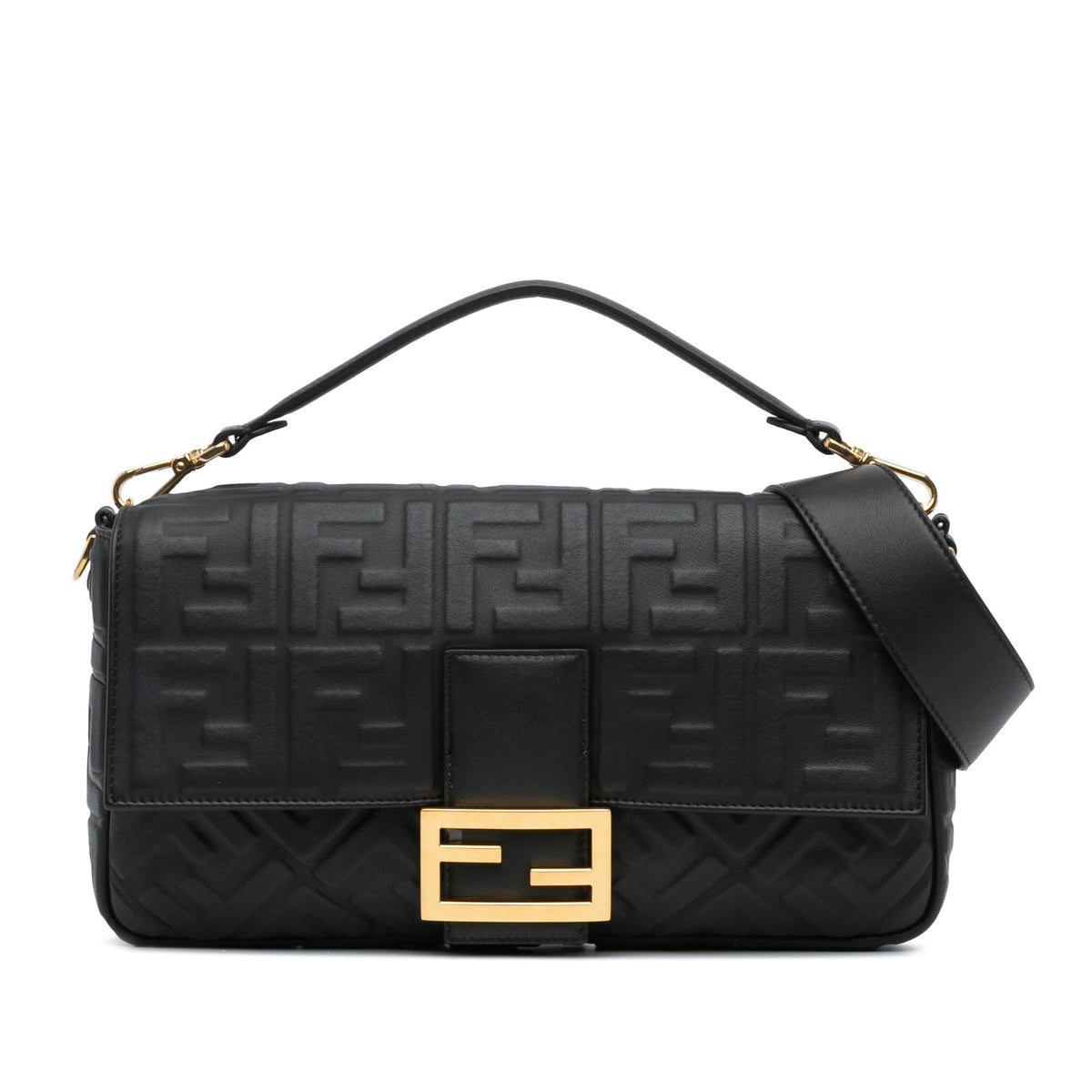 Fendi Large Zucca Embossed Leather Baguette Satchel Shg-8Ihum8 Rovelle Bags