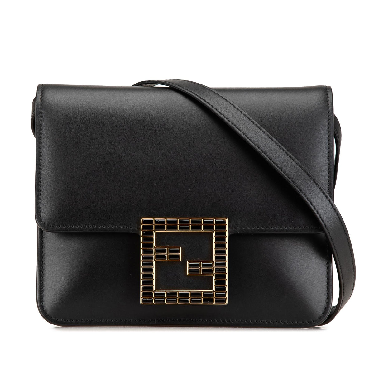 Fendi Leather Crystal Fab Crossbody Rovelle Bags