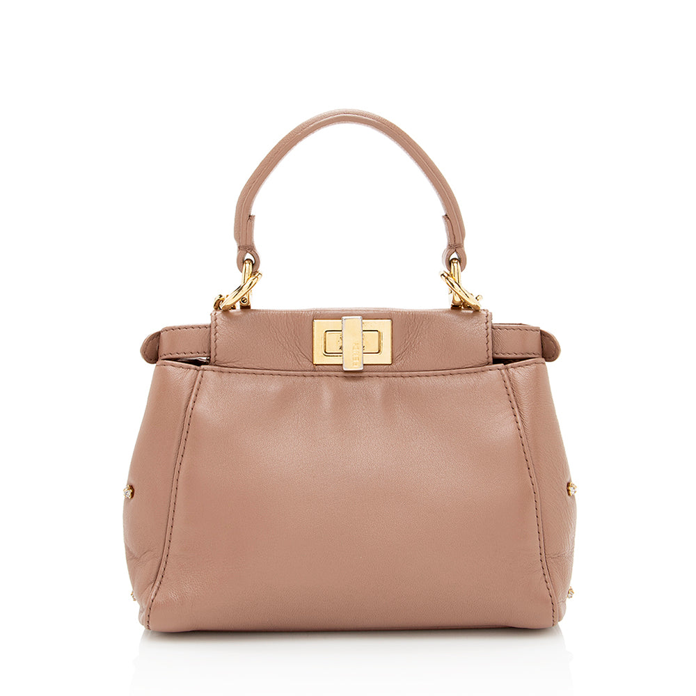 Fendi Leather Crystal Peekaboo XS Shoulder Bag (SHF-19840) Rovelle Bags
