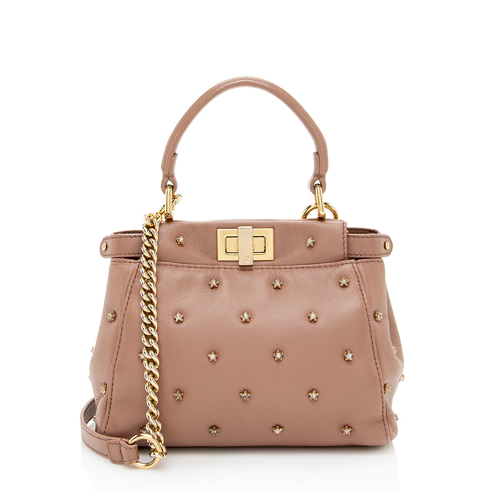 Fendi Leather Crystal Peekaboo XS Shoulder Bag (SHF-19840) Rovelle Bags