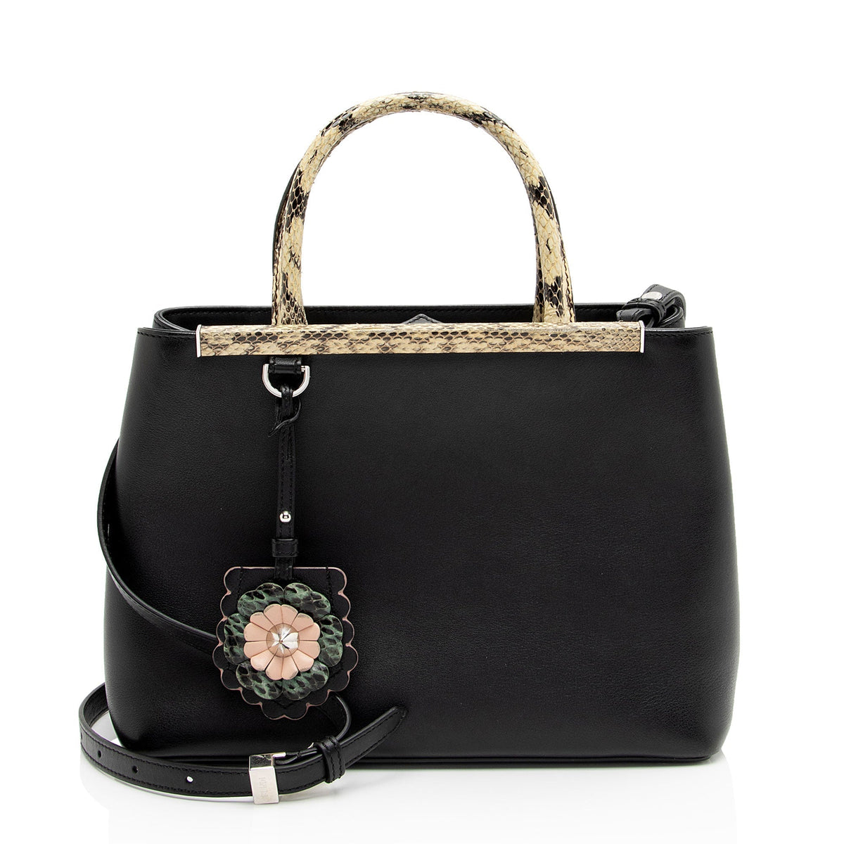 Fendi Leather Python Flowerland Petite 2Jours Tote (SHF-Gcyu5G) Rovelle Bags