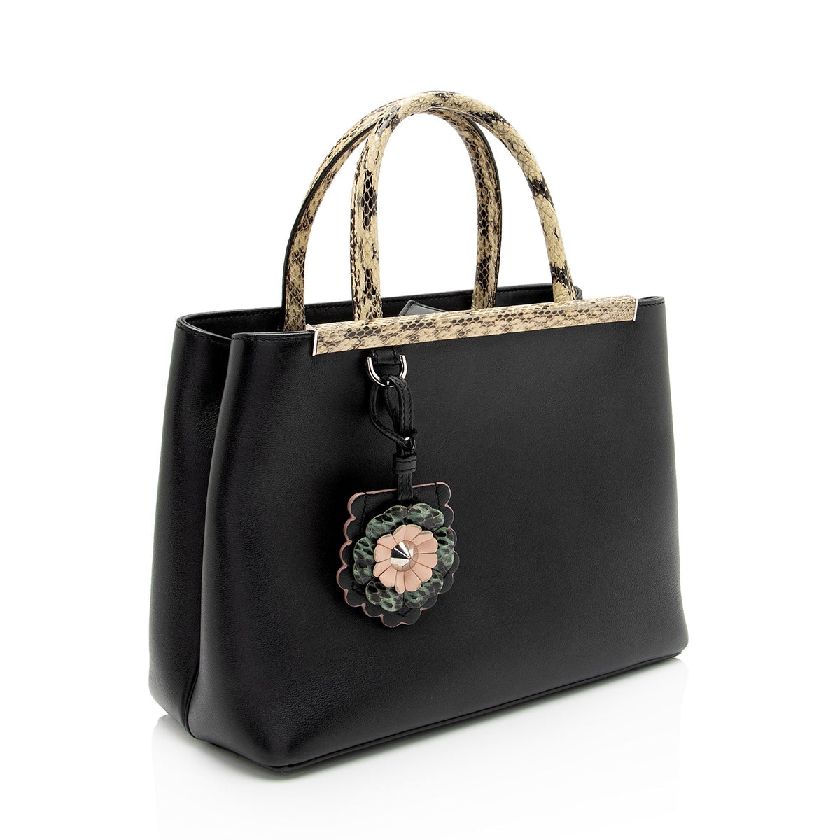 Fendi Leather Python Flowerland Petite 2Jours Tote (SHF-Gcyu5G) Rovelle Bags