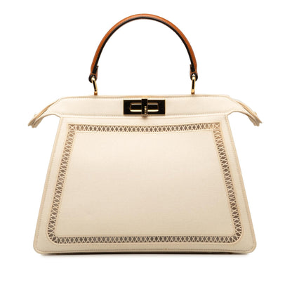 Fendi Medium Canvas Peekaboo ISeeU Satchel (SHG-45WVDg) Rovelle Bags