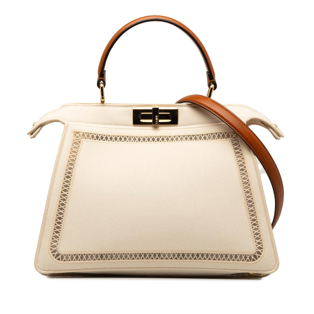 Fendi Medium Canvas Peekaboo ISeeU Satchel (SHG-45WVDg) Rovelle Bags