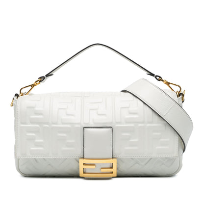 Fendi Medium Leather Embossed FF Baguette Satchel (SHG-agyb4y) Rovelle Bags