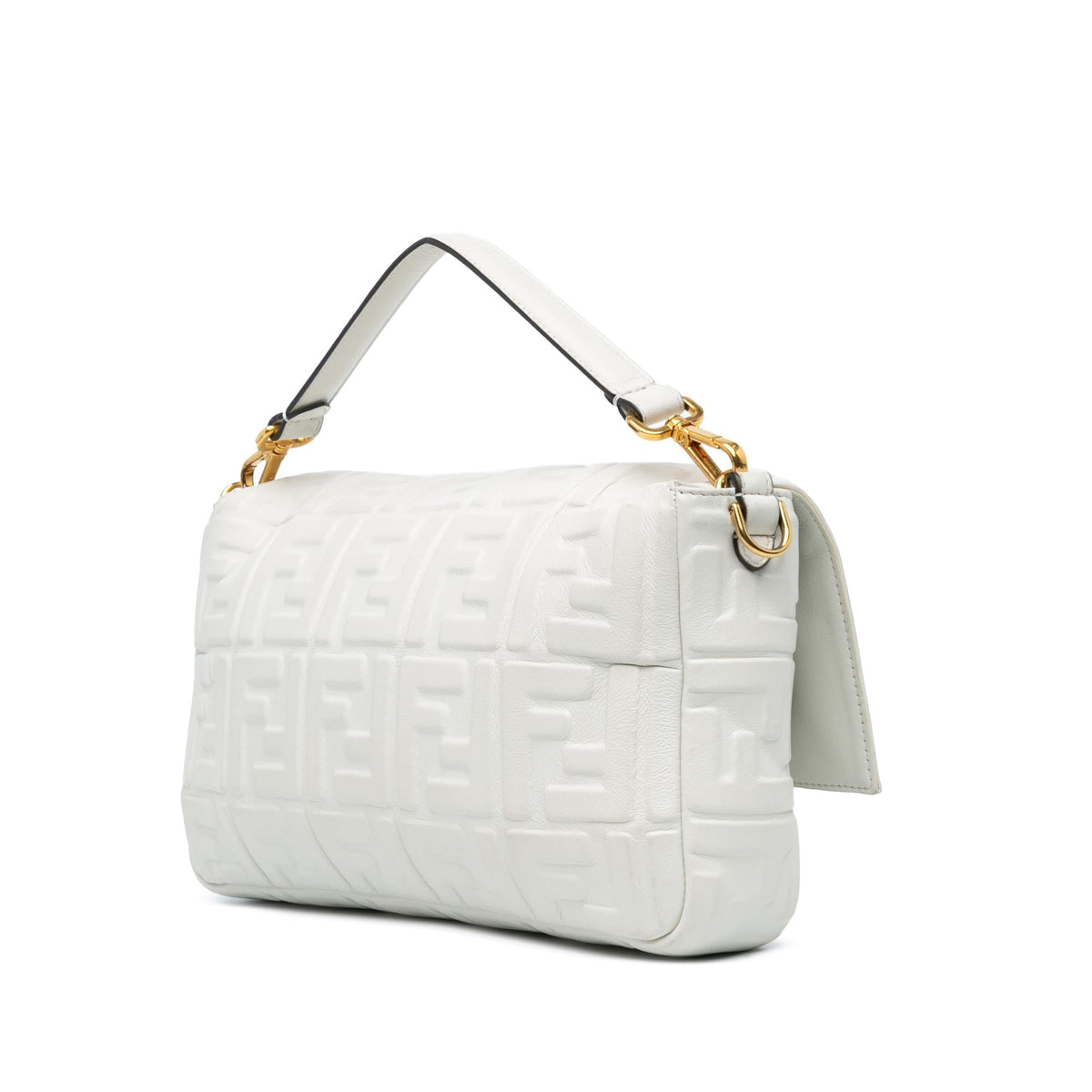 Fendi Medium Leather Embossed FF Baguette Satchel (SHG-agyb4y) Rovelle Bags