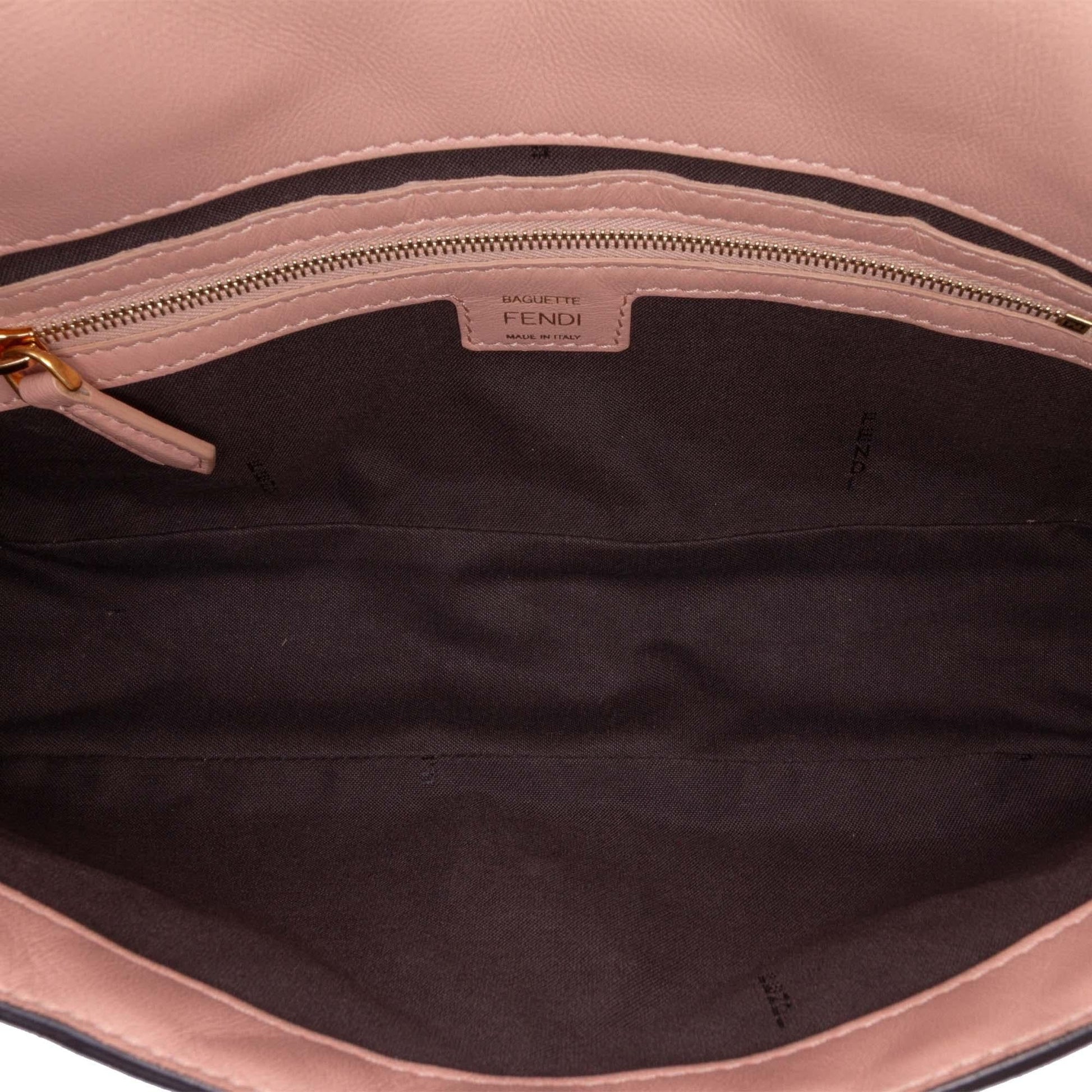 Fendi Mini Transparent Paillettes Elaphe Baguette Satchel Rovelle Bags