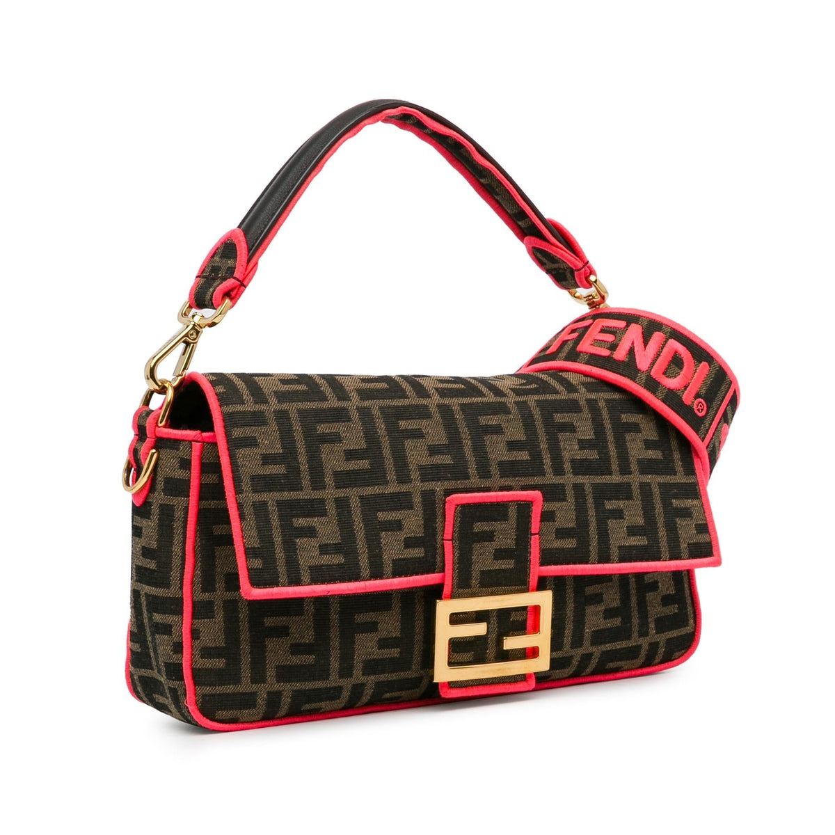 Fendi Medium Zucca Fluo Trim Baguette Satchel (SHG-Ufu9VZ) Rovelle Bags