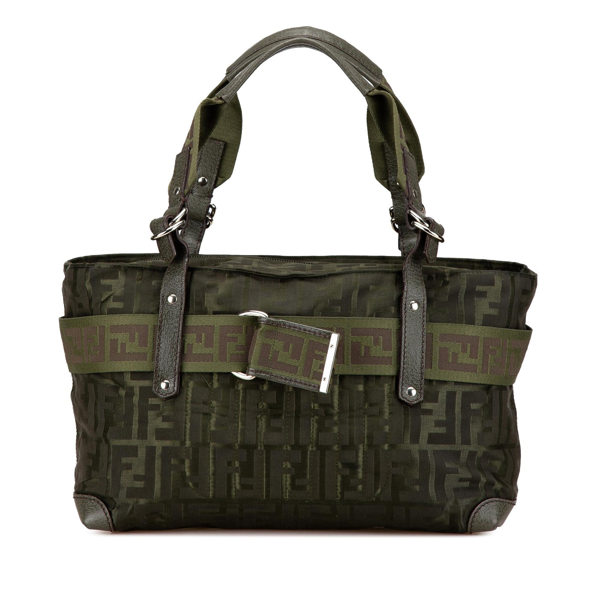 Fendi Medium Zucca Nylon Zip Code Handbag Rovelle Bags