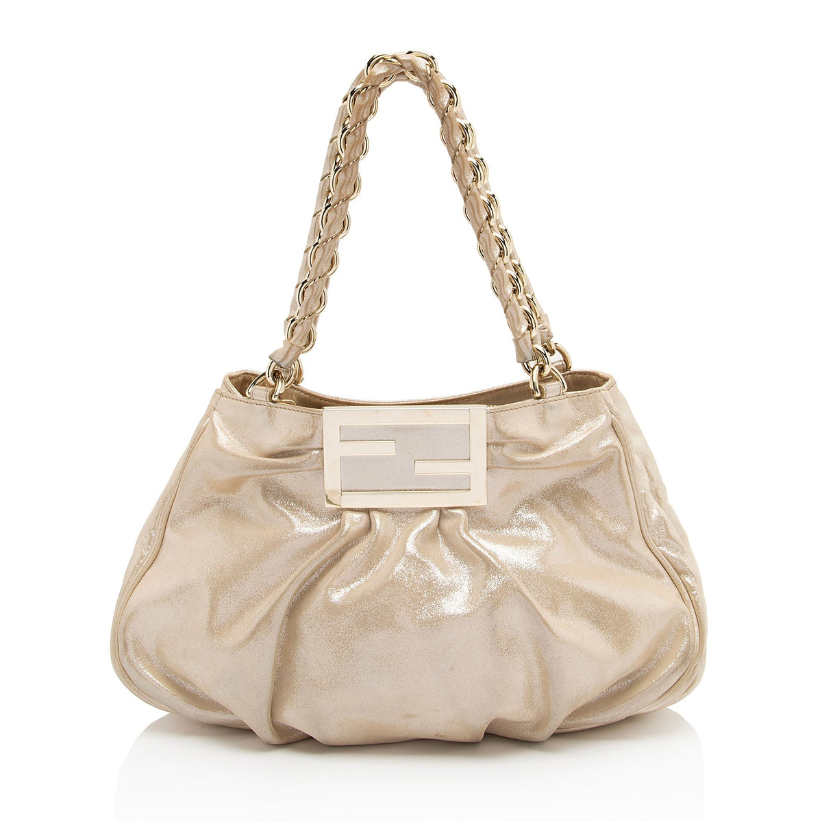 Fendi Metallic Leather Mia Small Tote (SHF-a0flcj) Rovelle Bags