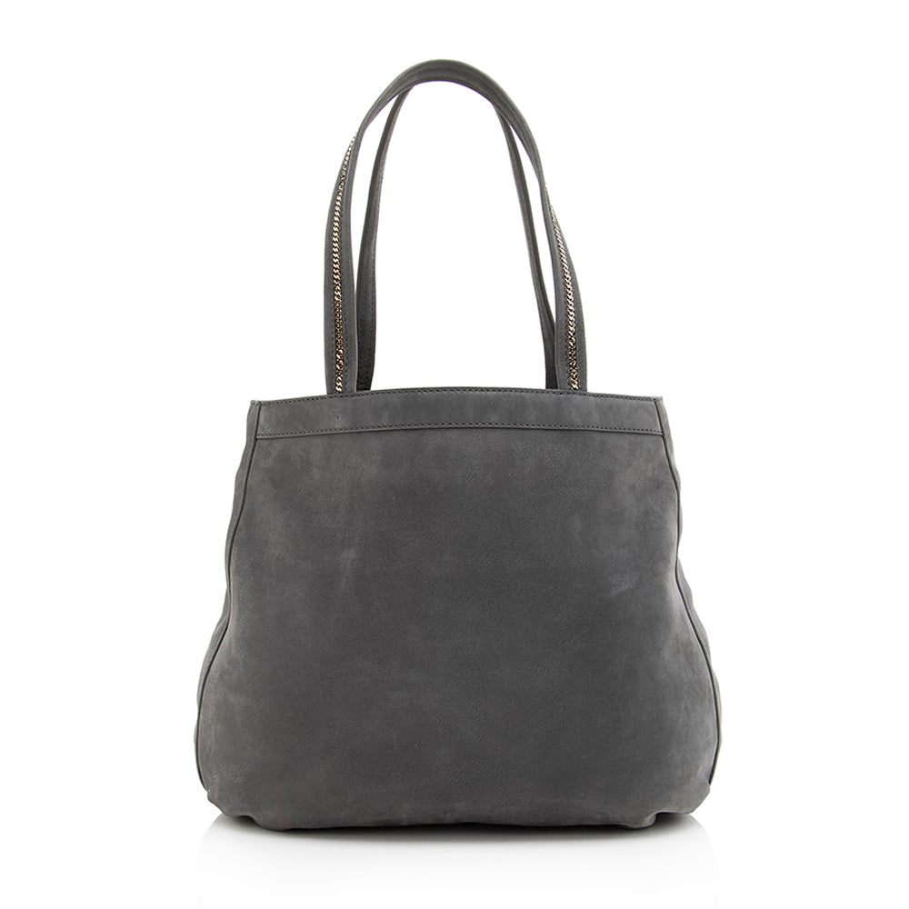 Fendi Metallic Suede Chain Trim Tote (SHF-19730) Rovelle Bags