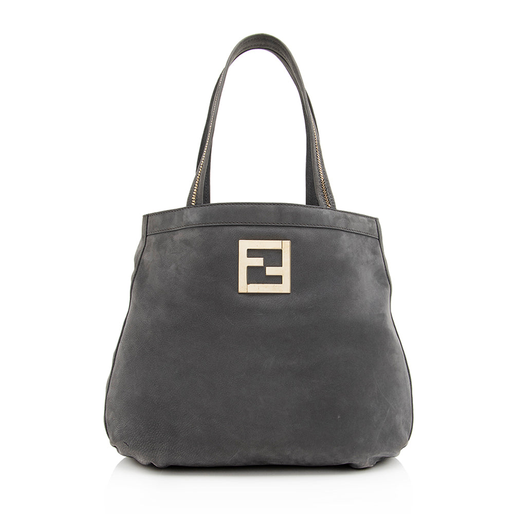Fendi Metallic Suede Chain Trim Tote (SHF-19730) Rovelle Bags