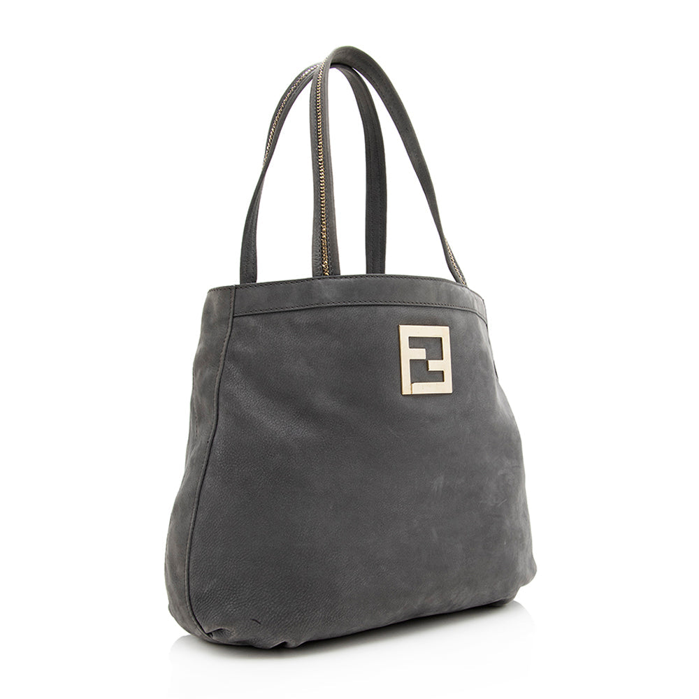 Fendi Metallic Suede Chain Trim Tote (SHF-19730) Rovelle Bags