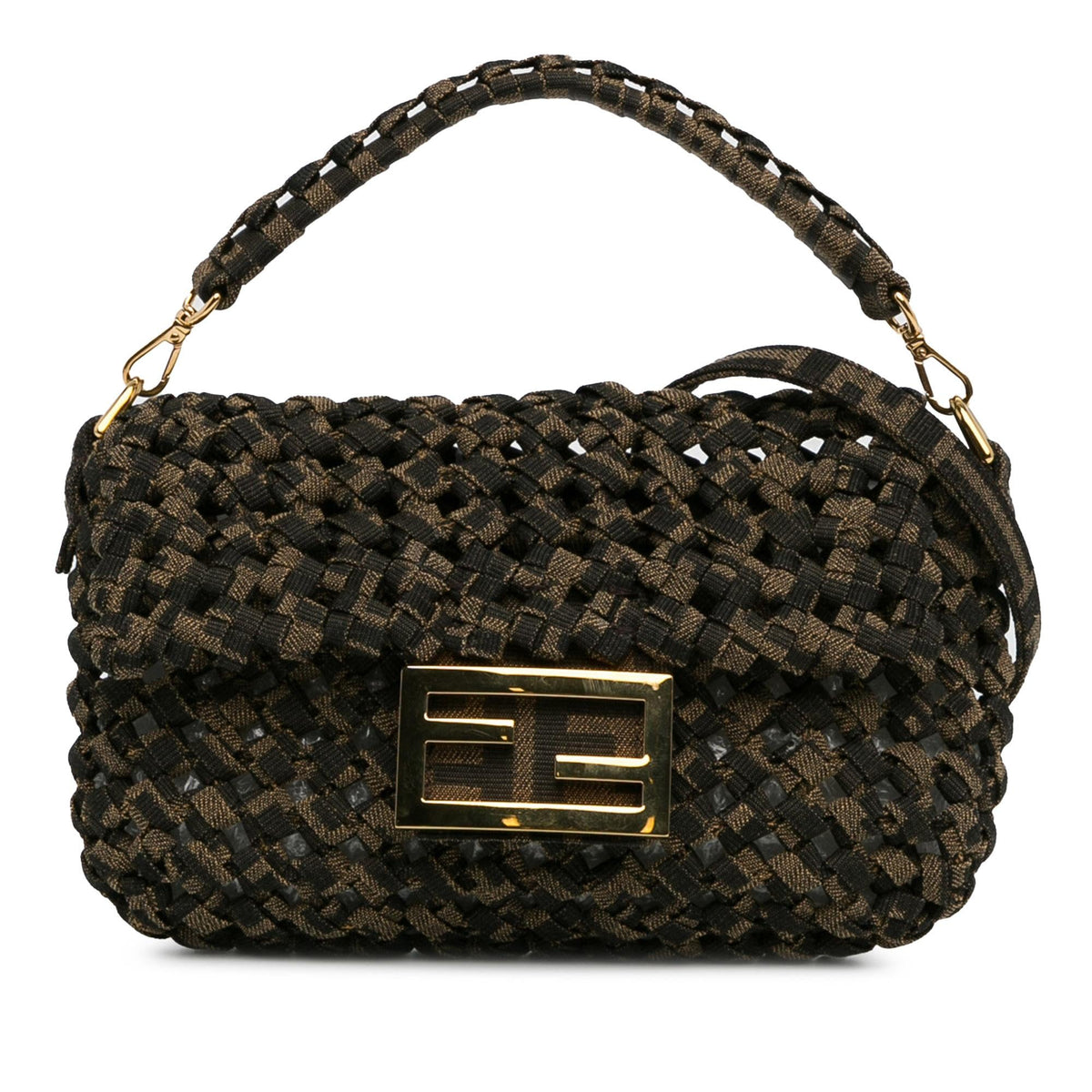 Fendi Mini Interlaced Canvas Zucca Baguette Satchel (SHG-xF9TgC) Rovelle Bags
