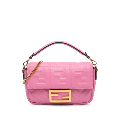 Fendi Mini Zucca Embossed Baguette Satchel Rovelle Bags