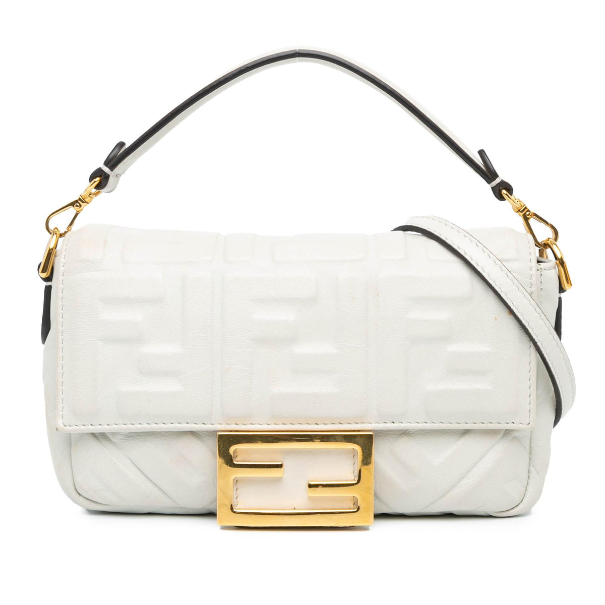 Fendi Mini Zucca Embossed Leather Baguette Satchel Rovelle Bags