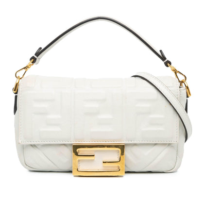Fendi Mini Zucca Embossed Leather Baguette Satchel Rovelle Bags