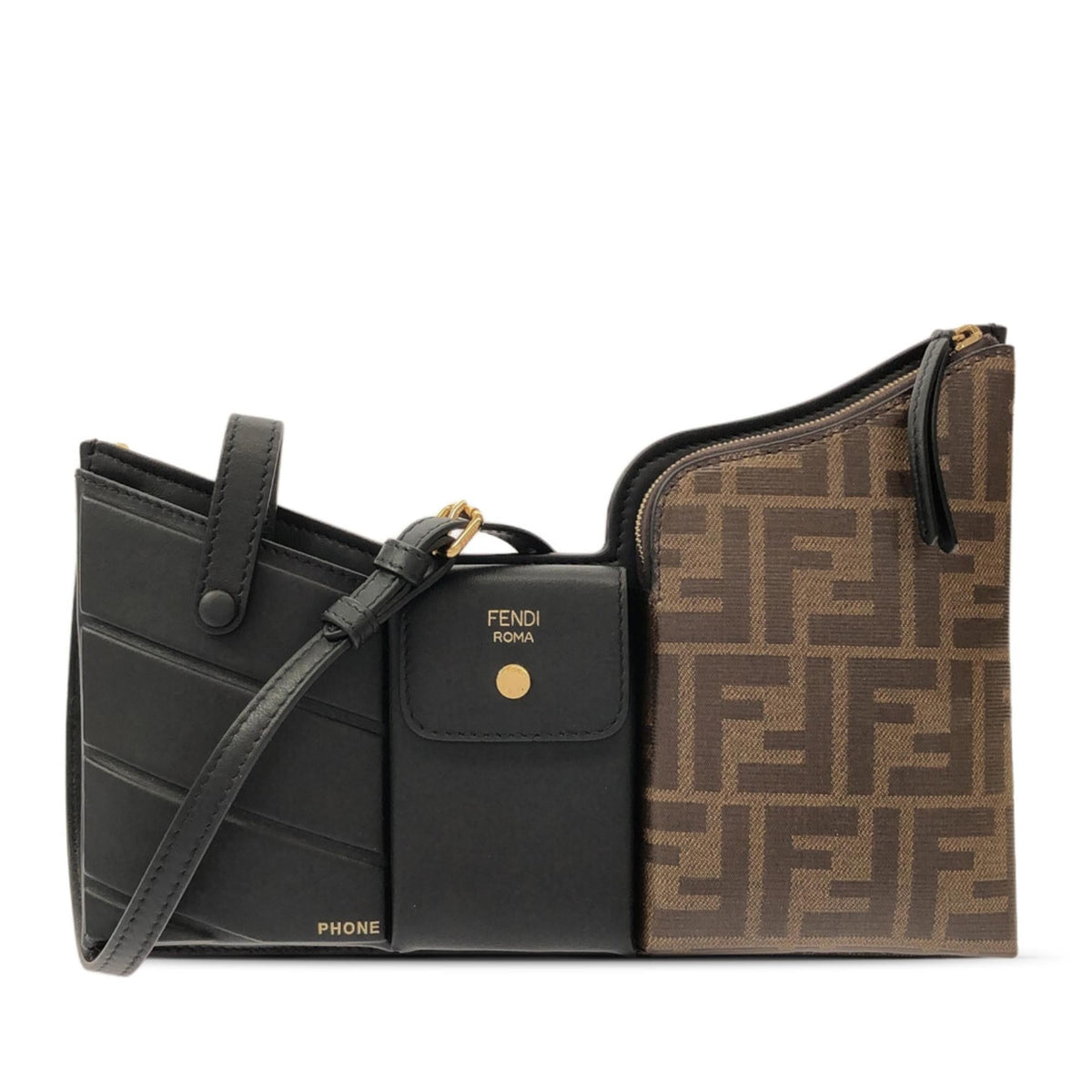 Fendi Mini Zucca and Leather 3 Pocket Crossbody (SHG-up2ClV) Rovelle Bags