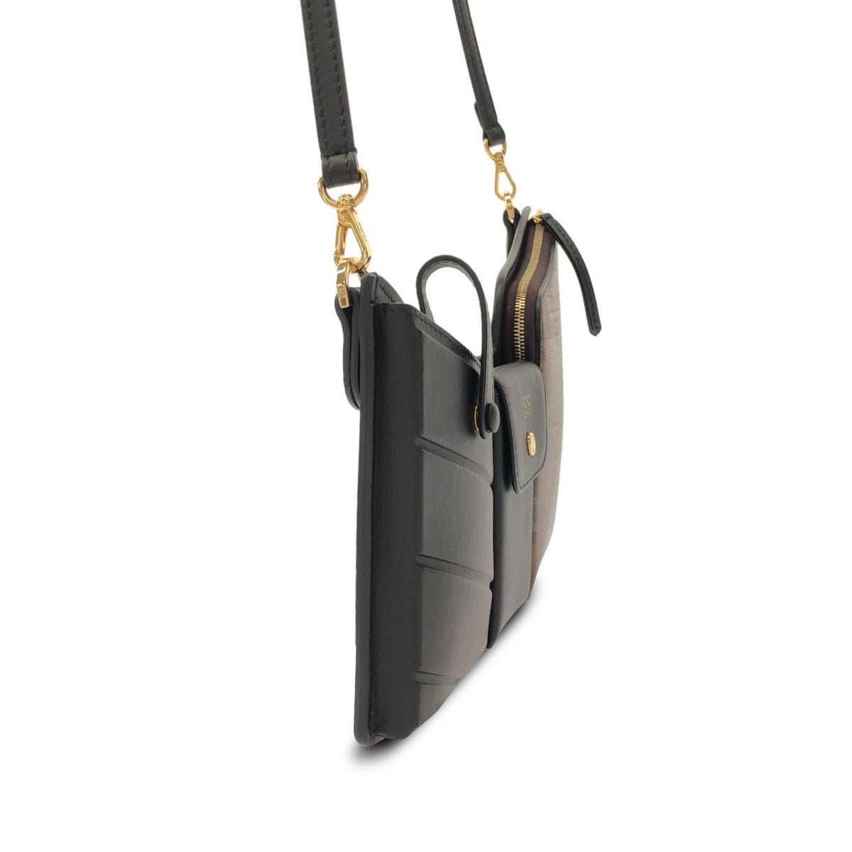 Fendi Mini Zucca and Leather 3 Pocket Crossbody (SHG-up2ClV) Rovelle Bags