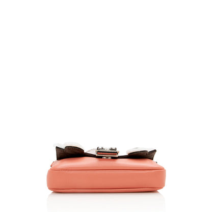 Fendi Nappa Leather Fox Fur Crystal Micro Buggie Baguette Bag (SHF-13762) Rovelle Bags