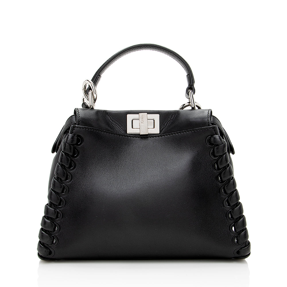 Fendi Nappa Leather Whipstitch Peekaboo Mini Shoulder Bag (SHF-19236) Rovelle Bags