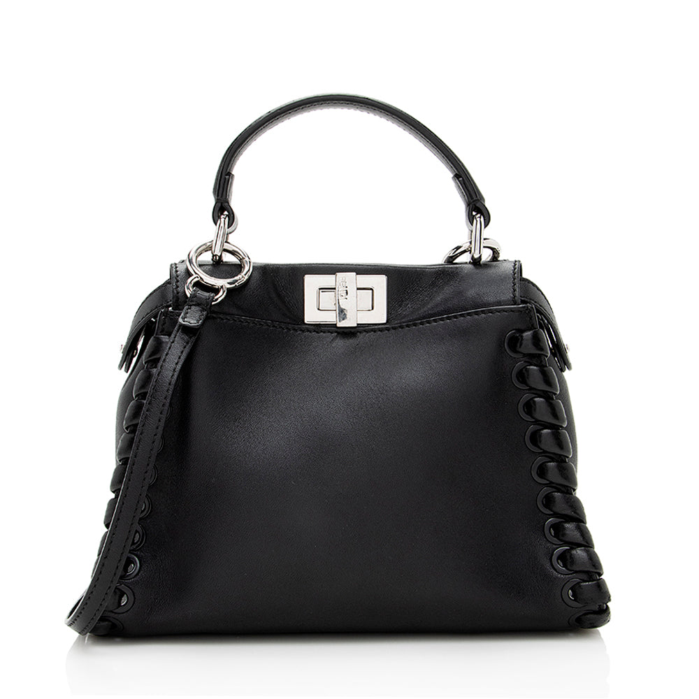 Fendi Nappa Leather Whipstitch Peekaboo Mini Shoulder Bag (SHF-19236) Rovelle Bags