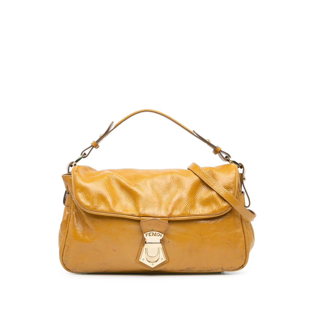 Fendi Patent Leather Push Lock Satchel Rovelle Bags