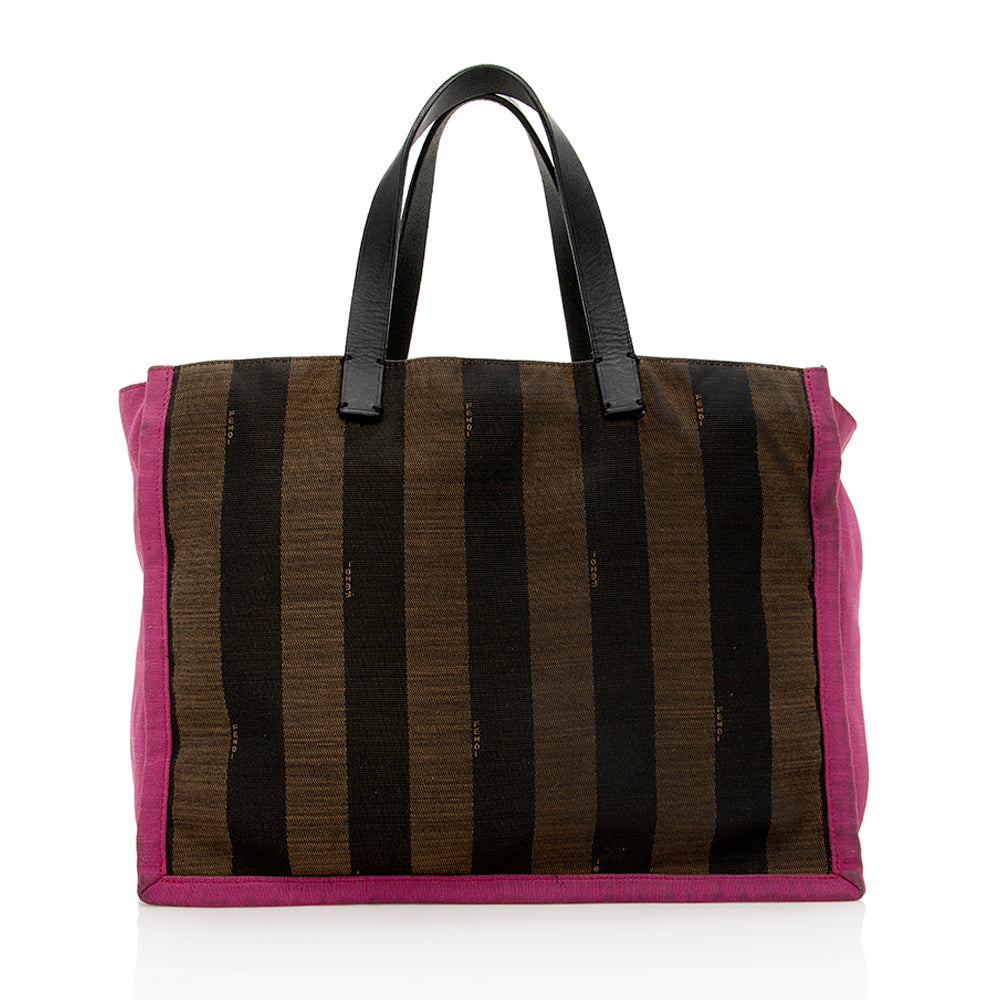 Fendi Pequin Canvas Tote (SHF-16461) Rovelle Bags