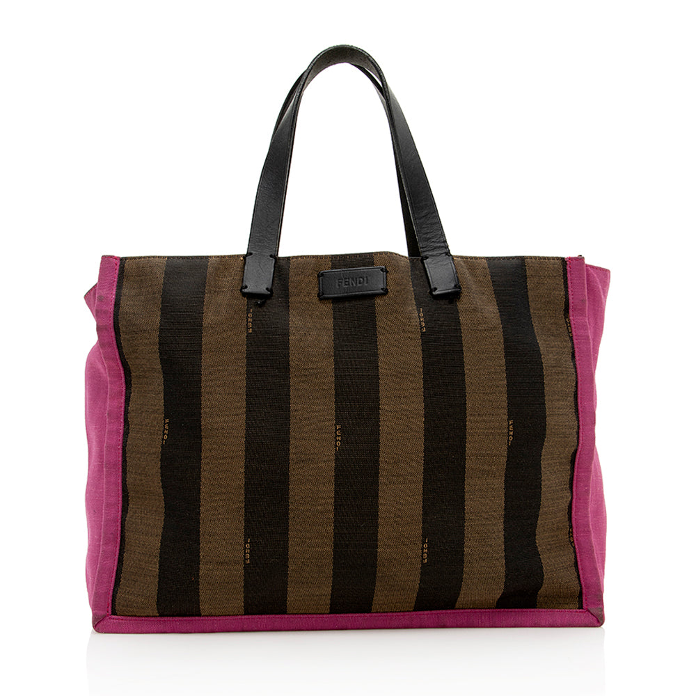 Fendi Pequin Canvas Tote (SHF-16461) Rovelle Bags
