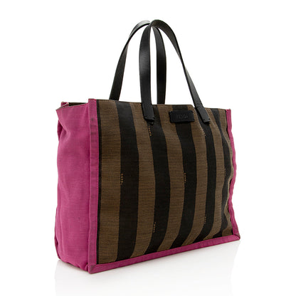 Fendi Pequin Canvas Tote (SHF-16461) Rovelle Bags