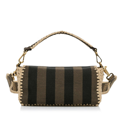 Fendi Pequin Canvas and Raffia Mamma Baguette (SHG-sSRqPf) Rovelle Bags