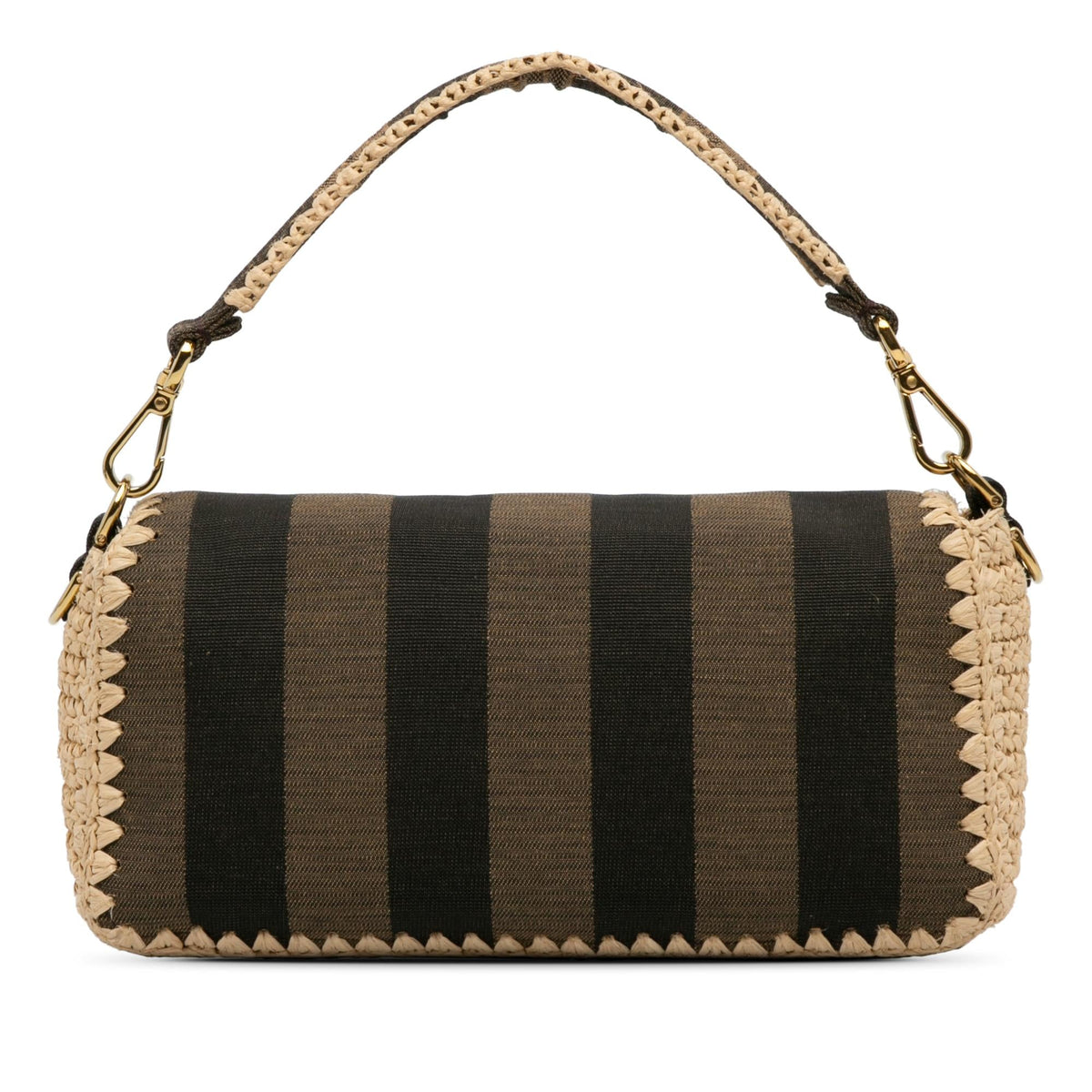 Fendi Pequin Canvas and Raffia Mamma Baguette (SHG-g32SBG) Rovelle Bags