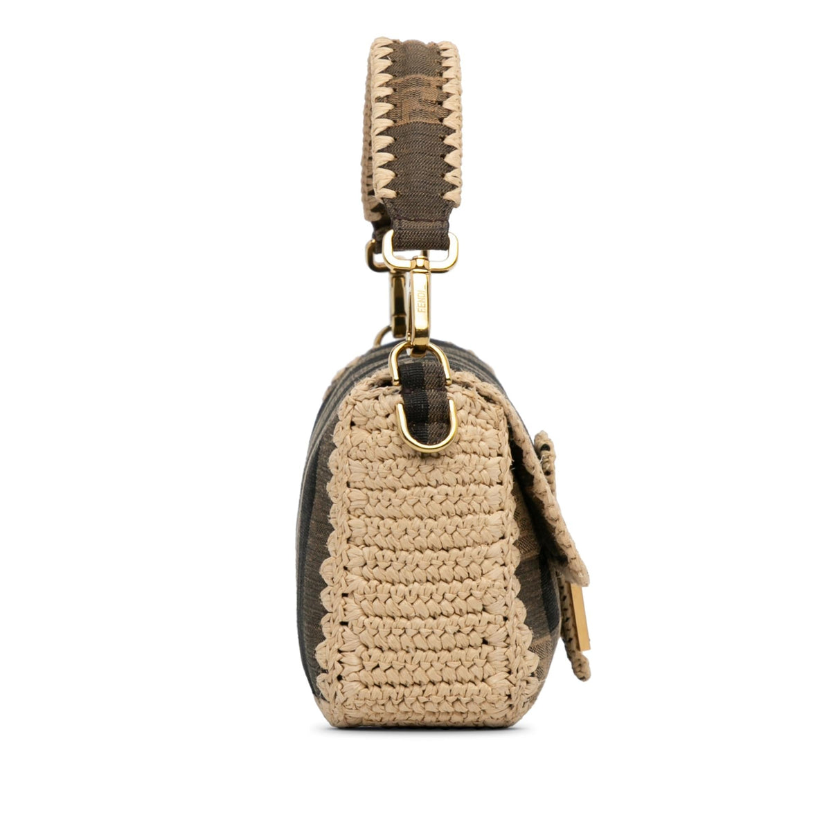Fendi Pequin Canvas and Raffia Mamma Baguette (SHG-g32SBG) Rovelle Bags
