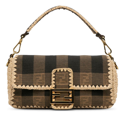 Fendi Pequin Canvas and Raffia Mamma Baguette (SHG-g32SBG) Rovelle Bags