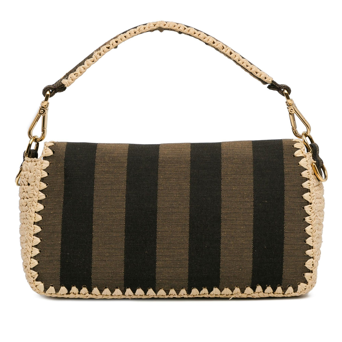 Fendi Pequin Canvas and Raffia Mamma Baguette (SHG-MJAC72) Rovelle Bags
