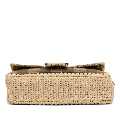 Fendi Pequin Canvas and Raffia Mamma Baguette (SHG-MJAC72) Rovelle Bags