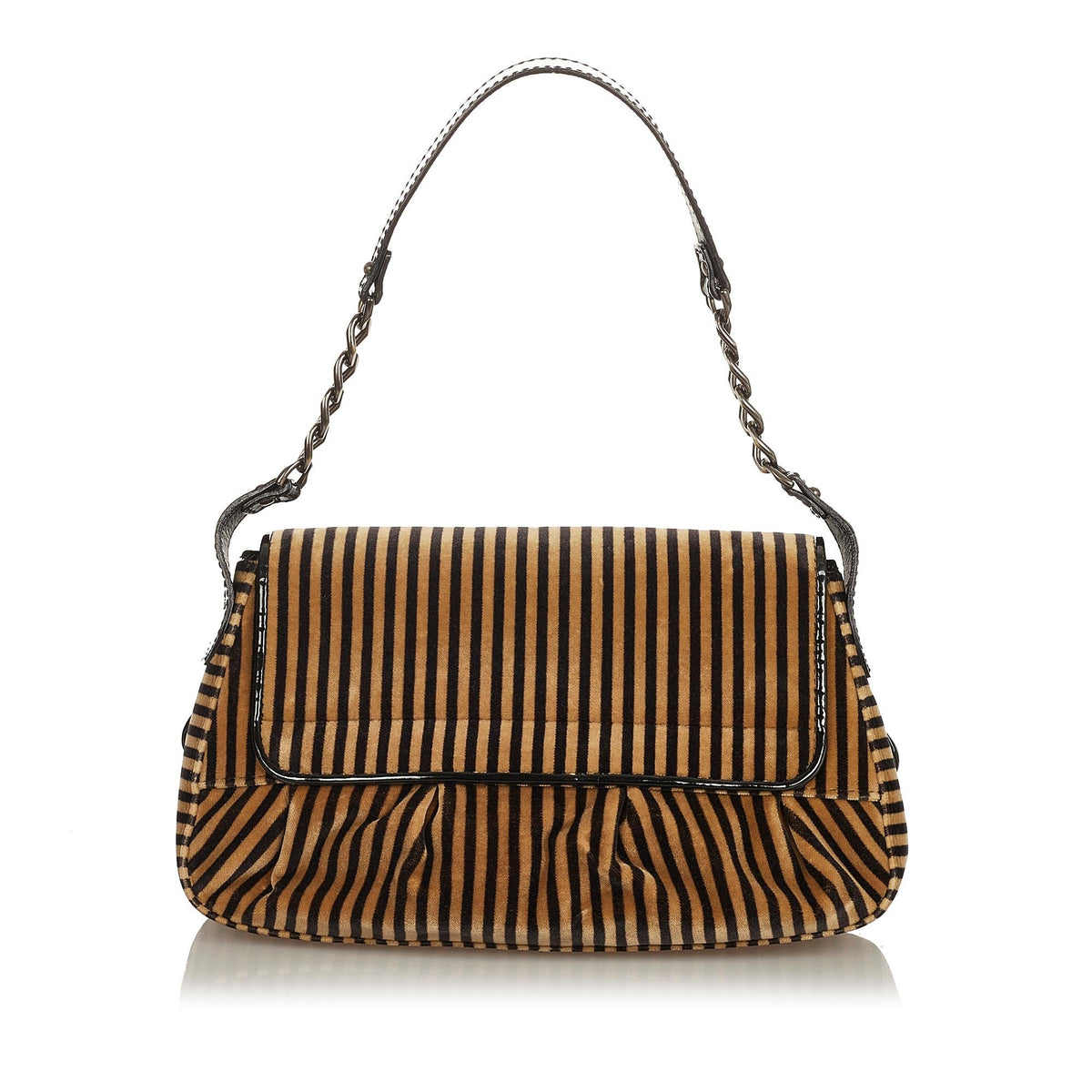 Fendi Pequin Velvet Shoulder Bag (SHG-28518) Rovelle Bags