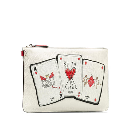 Fendi Roma Playing Cards Zip Clutch (SHG-34tr8x) Rovelle Bags