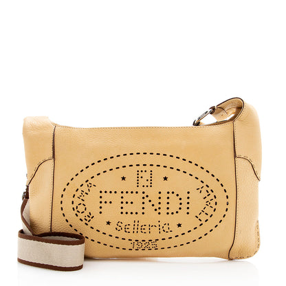 Fendi Selleria Leather Perforated Romano Messenger Bag (SHF-18894) Rovelle Bags