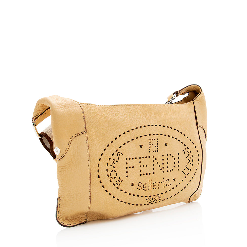 Fendi Selleria Leather Perforated Romano Messenger Bag (SHF-18894) Rovelle Bags