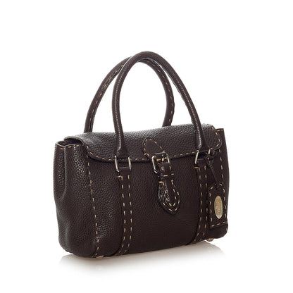 Fendi Selleria Linda Leather Handbag (SHG-27466) Rovelle Bags
