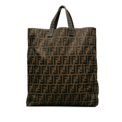 Fendi Selleria Trimmed Zucca Vertical Tote (SHG-AXod86) Rovelle Bags
