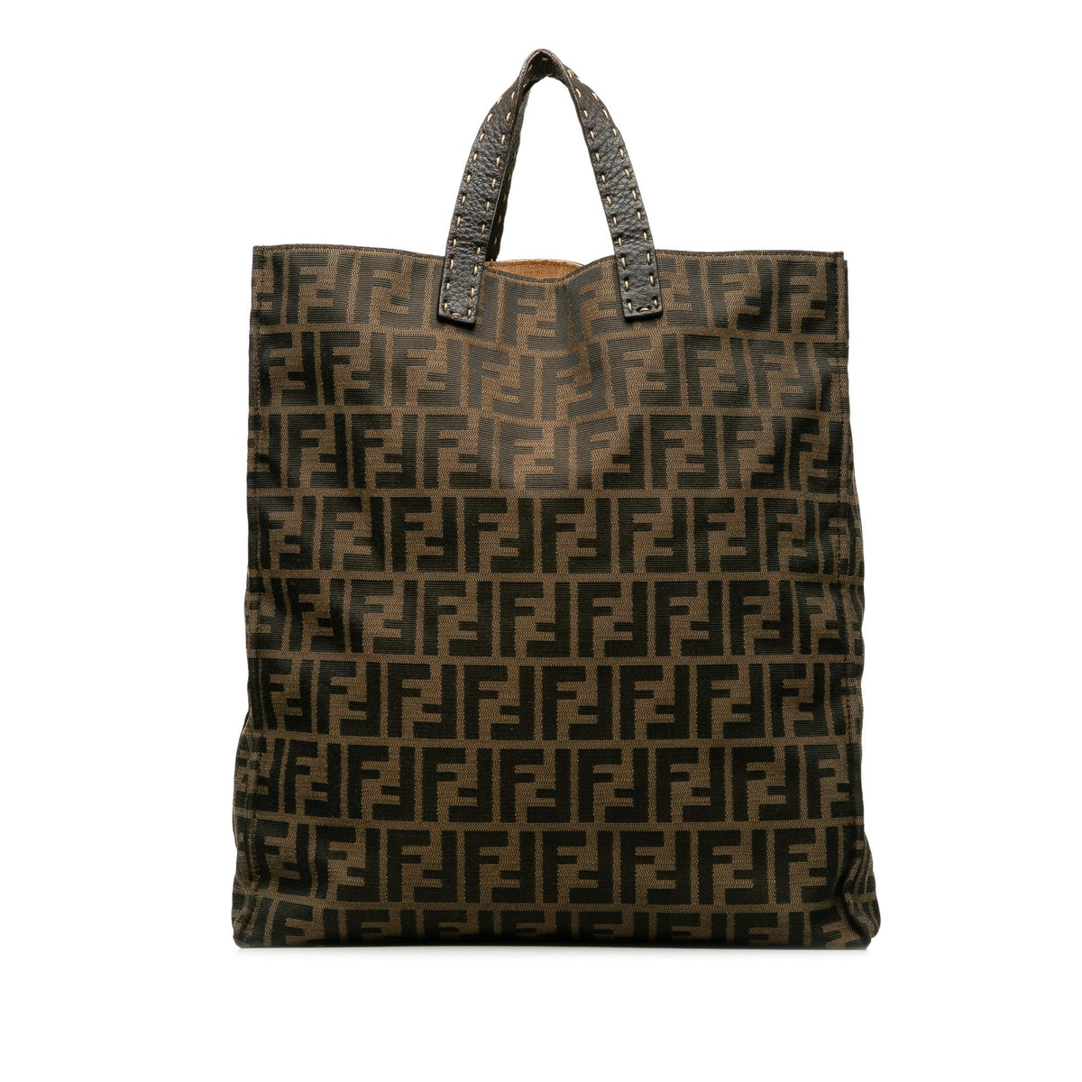 Fendi Selleria Trimmed Zucca Vertical Tote (SHG-AXod86) Rovelle Bags