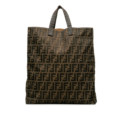Fendi Selleria Trimmed Zucca Vertical Tote (SHG-AXod86) Rovelle Bags