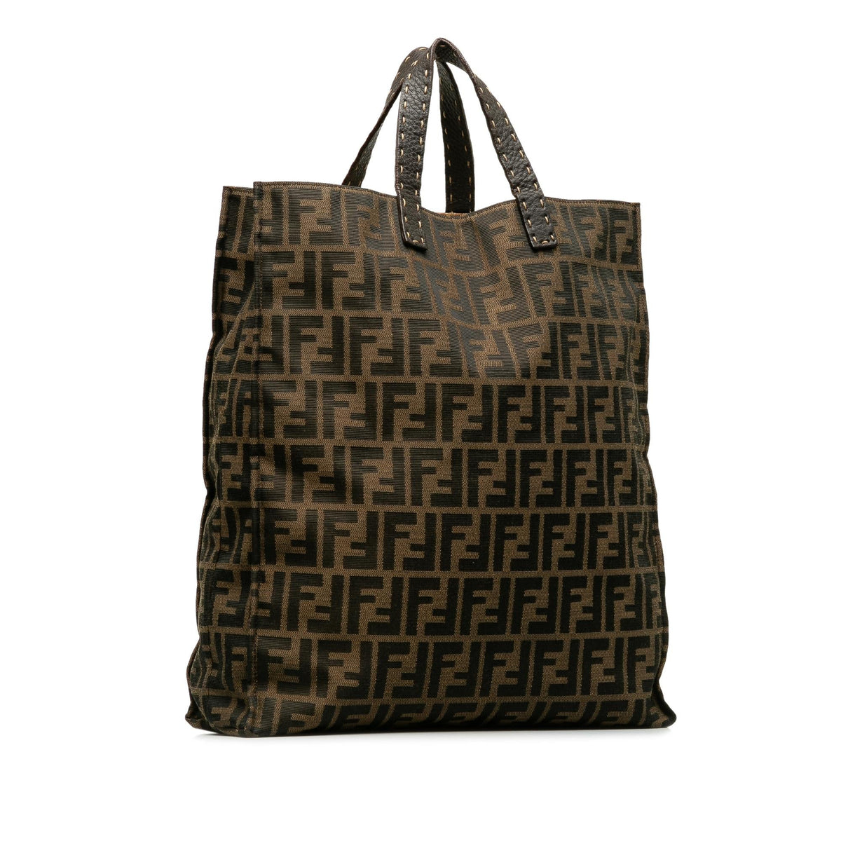 Fendi Selleria Trimmed Zucca Vertical Tote (SHG-AXod86) Rovelle Bags