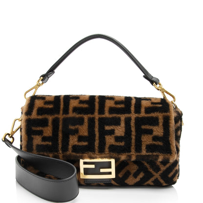 Fendi Sheepskin FF Baguette Shoulder Bag (SHF-mfPxUP) Rovelle Bags